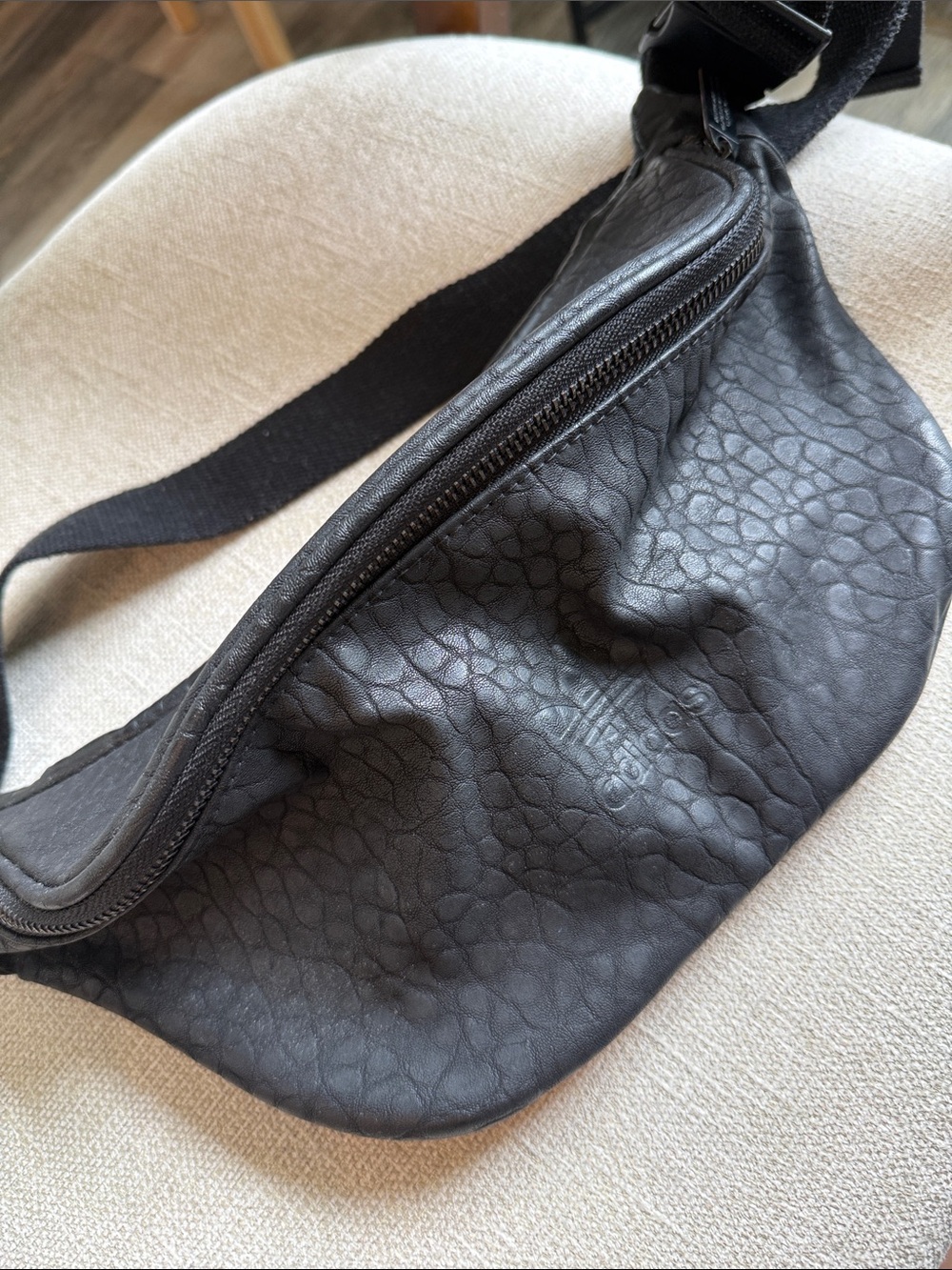 adidas Originals Black Textured Leather Belt Bag